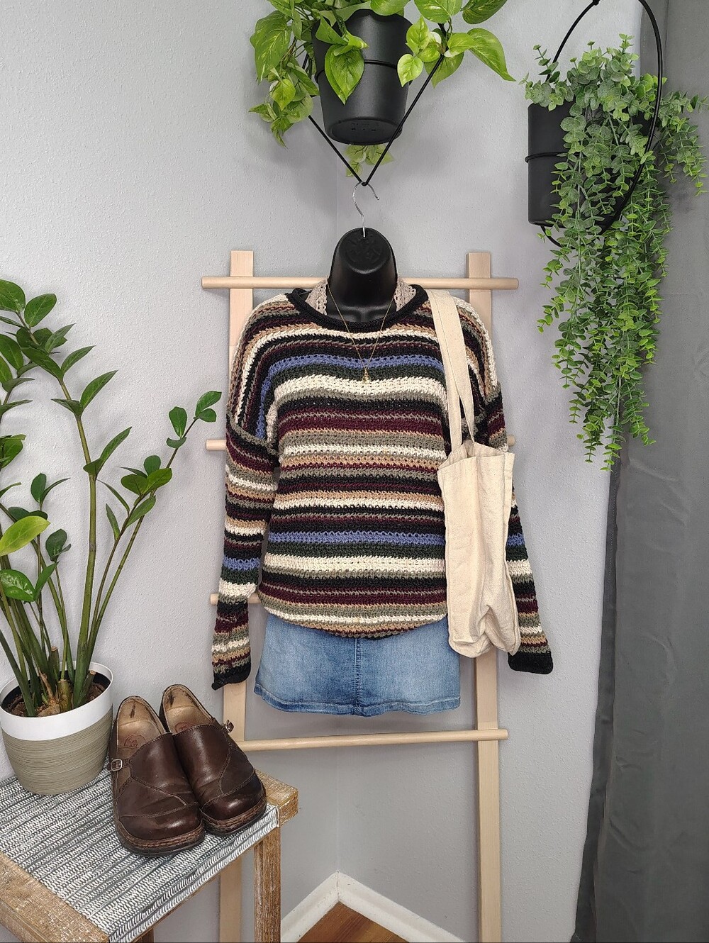VTG Metropolitan New York Multicolor Cotton Blend Knit Fall/Winter Sweater, Med